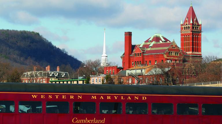 Red train in Cumberland